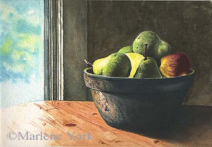 Window Fruit watercolour